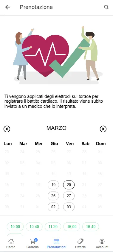 Le prenotazioni del cliente nell'app